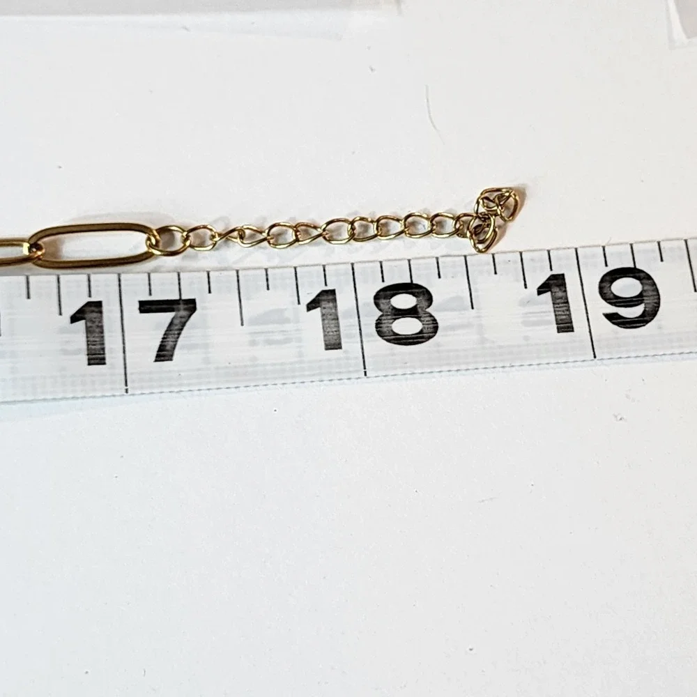 Gold Tone Paperclip Chain Necklace Long Link Minimalist Layering Adjustable